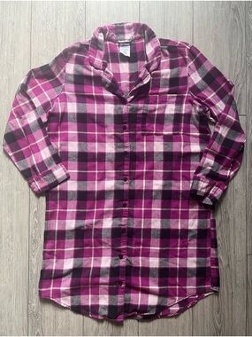 Plaid Button-Up Nightshirt